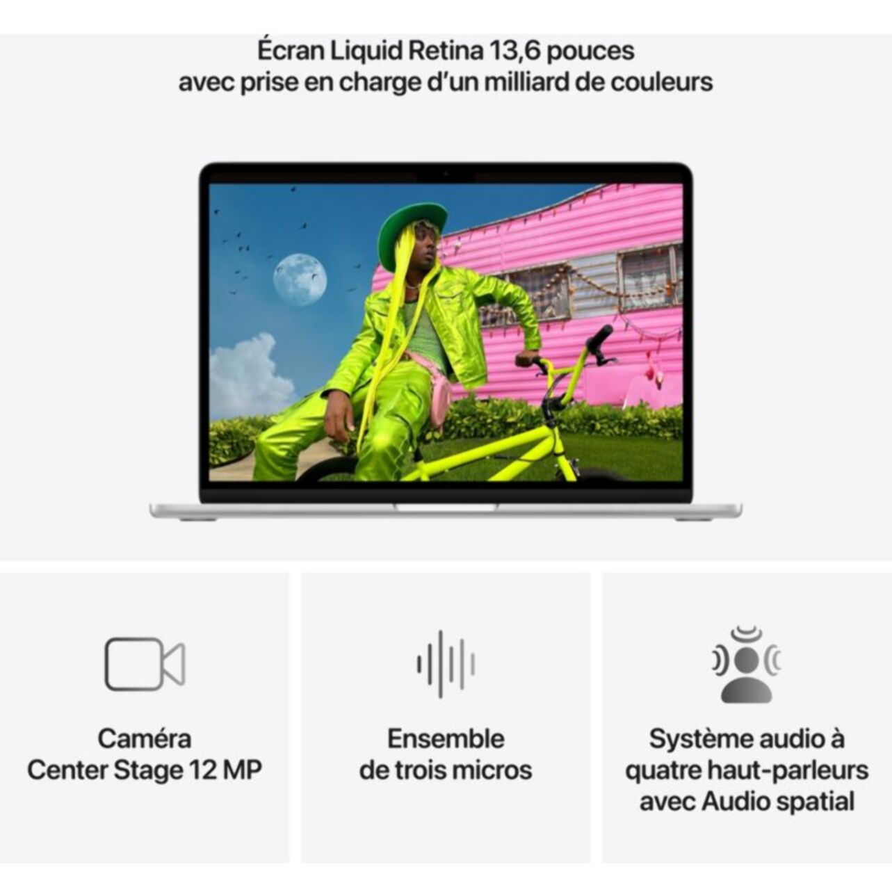 Ordinateur Apple MACBOOK Air 13" Puce M5 CPU 10 / GPU 8 coeurs Mémoire RAM 16Go Stockage 512Go SSD Argent