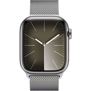 Montre connectée APPLE WATCH Serie 9 Cellular41mm Acier/Argent Milanais Argent Loop