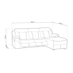 Sofá relax eléctrico con chaiselongue izquierdo Nellie 3 plazas Piedra