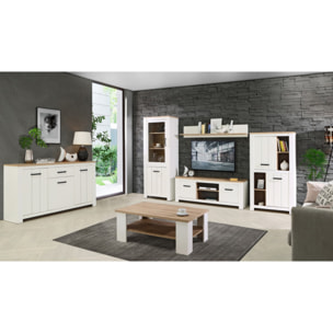 Etagère murale blanche et effet bois L160cm - ENORA