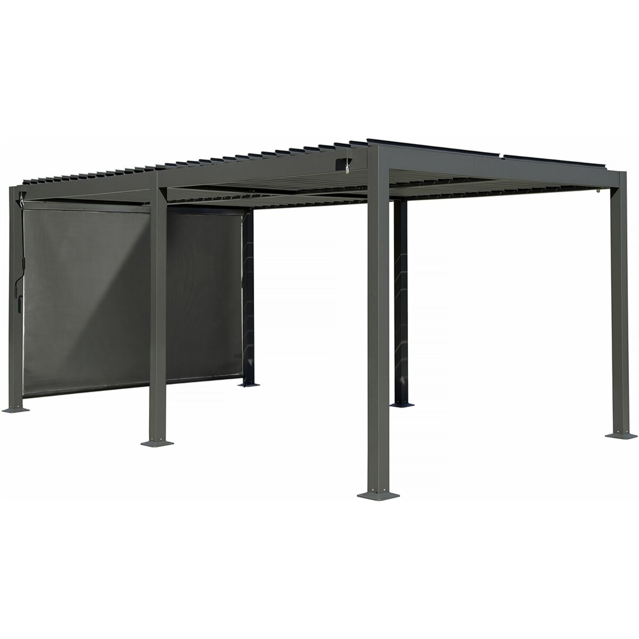 Pergola bioclimatique avec store en aluminium "Kensington" - 3 x 5 m - Gris