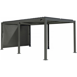 Pergola bioclimatique avec store en aluminium "Kensington" - 3 x 5 m - Gris