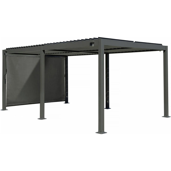 Pergola bioclimatique avec store en aluminium "Kensington" - 3 x 5 m - Gris