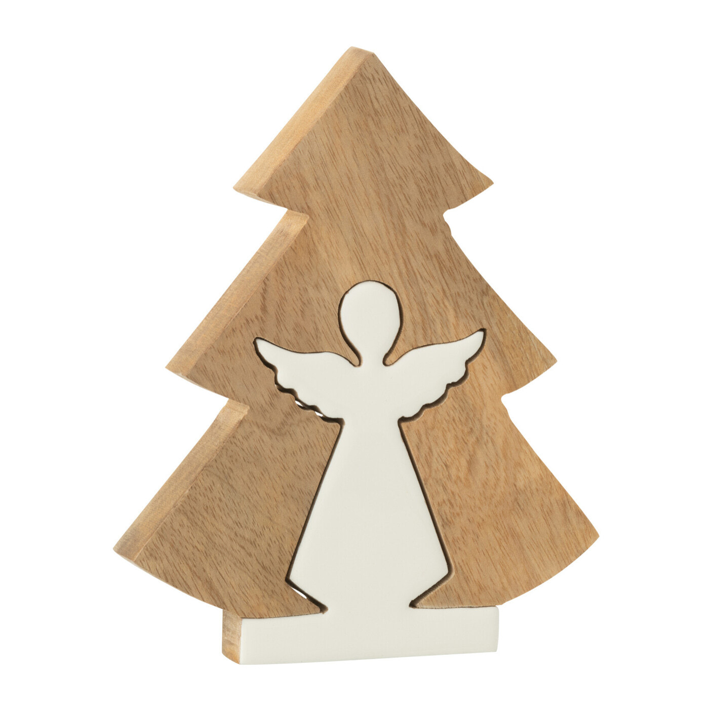 J-Line décoration Ange dans Arbre - bois - blanc/naturel - small
