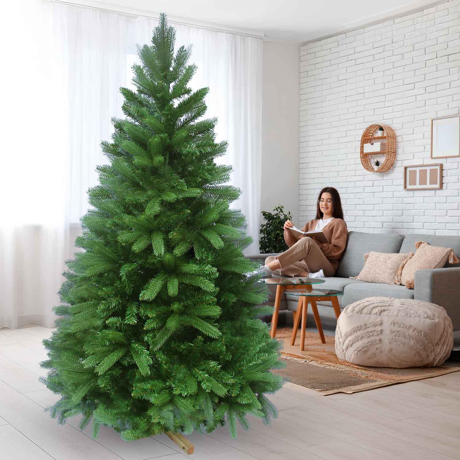 Blitzen - Albero di Natale effetto realistico in PE e PVC ø104x210H, 1140 rami