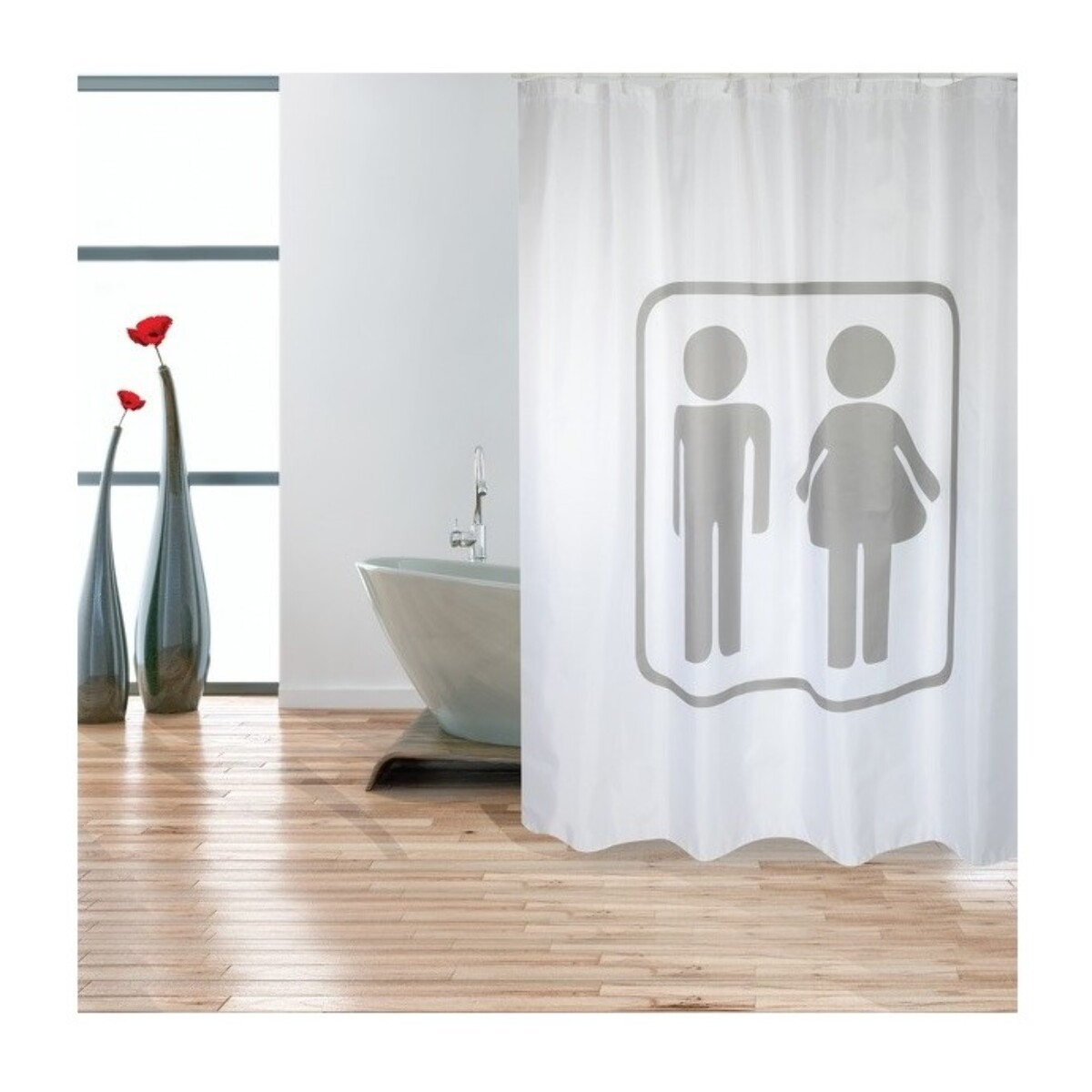 Rideau de douche Polyester H/F 180x200cm QUALITà PRMEIUM Gris & Blanc