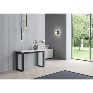 Mesa tipo libro 120x45/90 cm Tecno Double Fresno Blanco estructura Antracita