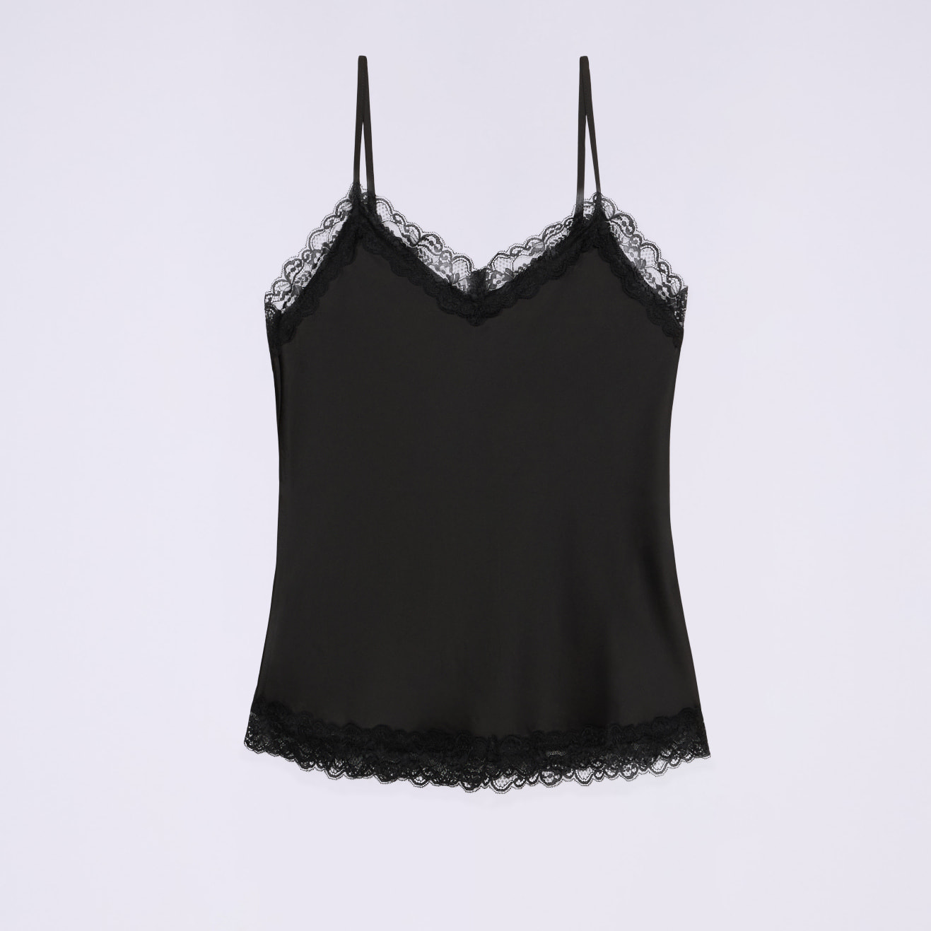Oltre - Top lingerie in raso e pizzo - Nero