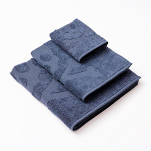 Set 6 de toallas de baño calavera (2x tocador 30x50cm + 2x manos 50x90cm + 2x baño 70x140cm) 100%algodón azul scalpers home