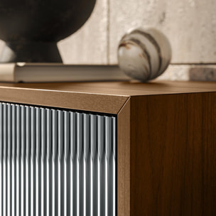 MADIA VESIRA CANNETE 2 ANTE - STRUTTURA NOCE CANALETTO, GRIGIO CARBONE, ANTA SPECCHIO FUME