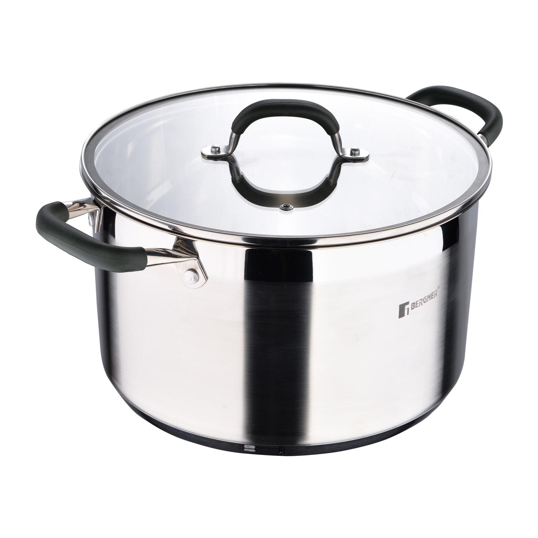 Olla Ø28x16,5cm de 9,5Len Acero inoxidable MIDNIGHT con tapa Bergner
