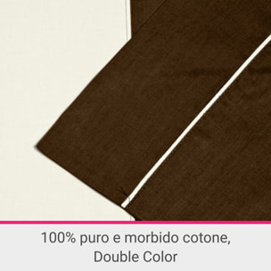 Parure Copripiumino Double-Color IPERSAN Puro Cotone Caffe'/Panna