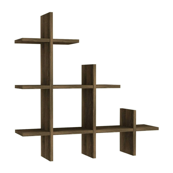 Mensola Onil, Scaffale, Ripiano a muro, Scaffalatura multiuso, 82x18h80 cm, Noce