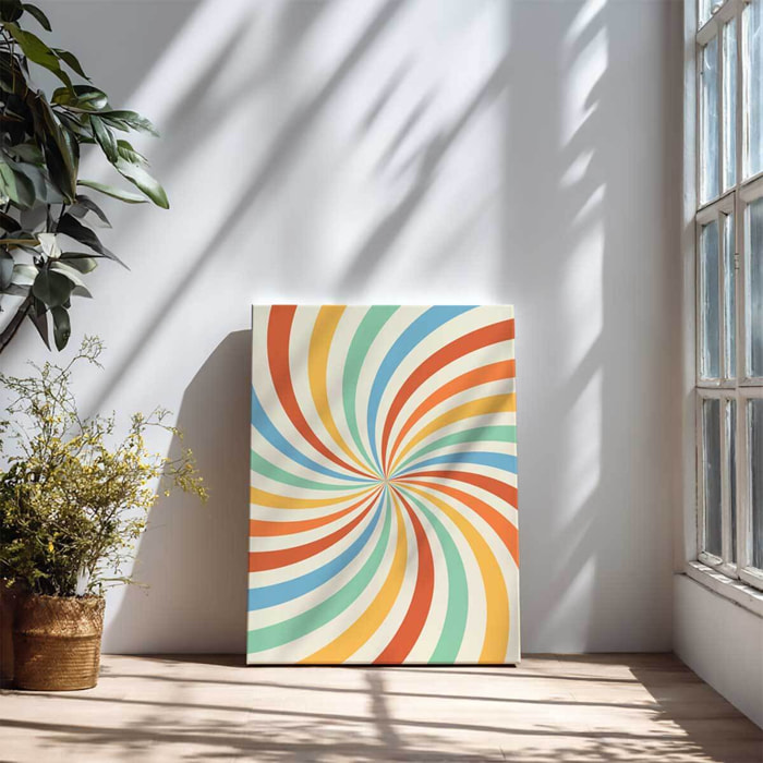 Tableau spirale multicolore rétro Toile imprimée