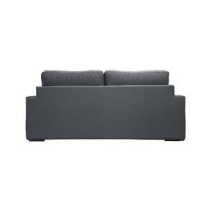 Canapé 3 pl TRESSIN 190 cm fixe tissu coton Anthracite - 100% déhoussable - Fab. France