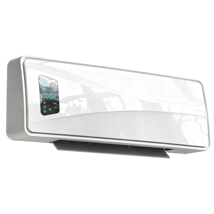 Calefactor Eléctrico Bajo Consumo Cerámico de Pared, 2000W, con 3 Modos, Pantalla LED, Termostato Regulable, Temporizador 24h, Oscilación, Mando a Distancia y Detección de Ventanas Abiertas