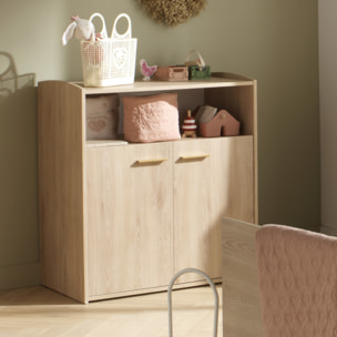 Chambre bébé trio: Lit bébé 60x120 évolutif, commode à langer 2 portes et armoire 2 portes décor bois hêtre