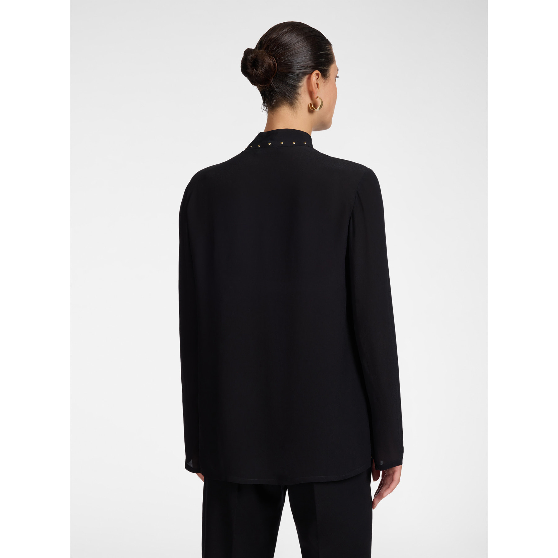 Elena Mirò - Blusa in viscosa con fiocco - Nero