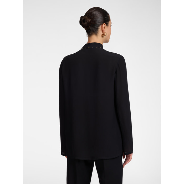 Elena Mirò - Blusa in viscosa con fiocco - Nero