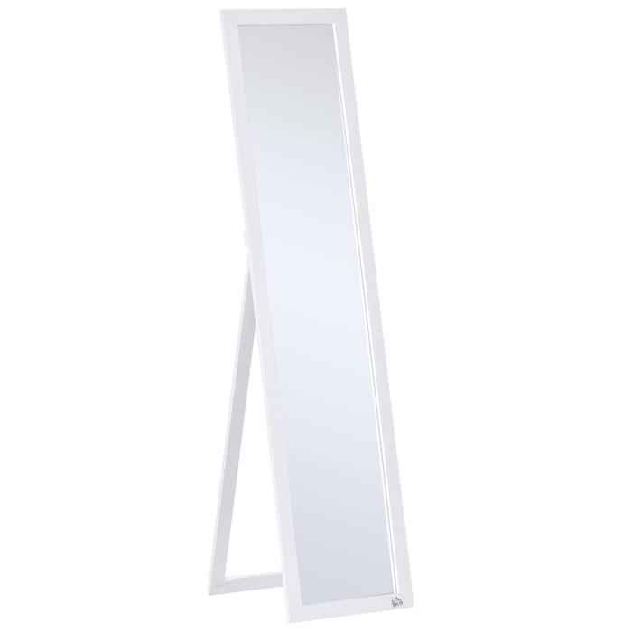 Espejo de Pie Cuerpo Entero Espejo de Pared Rectangular con 2 Formas de Uso Moderno para Pasillo Dormitorio Sala de Estar 37x37x154 cm Blanco