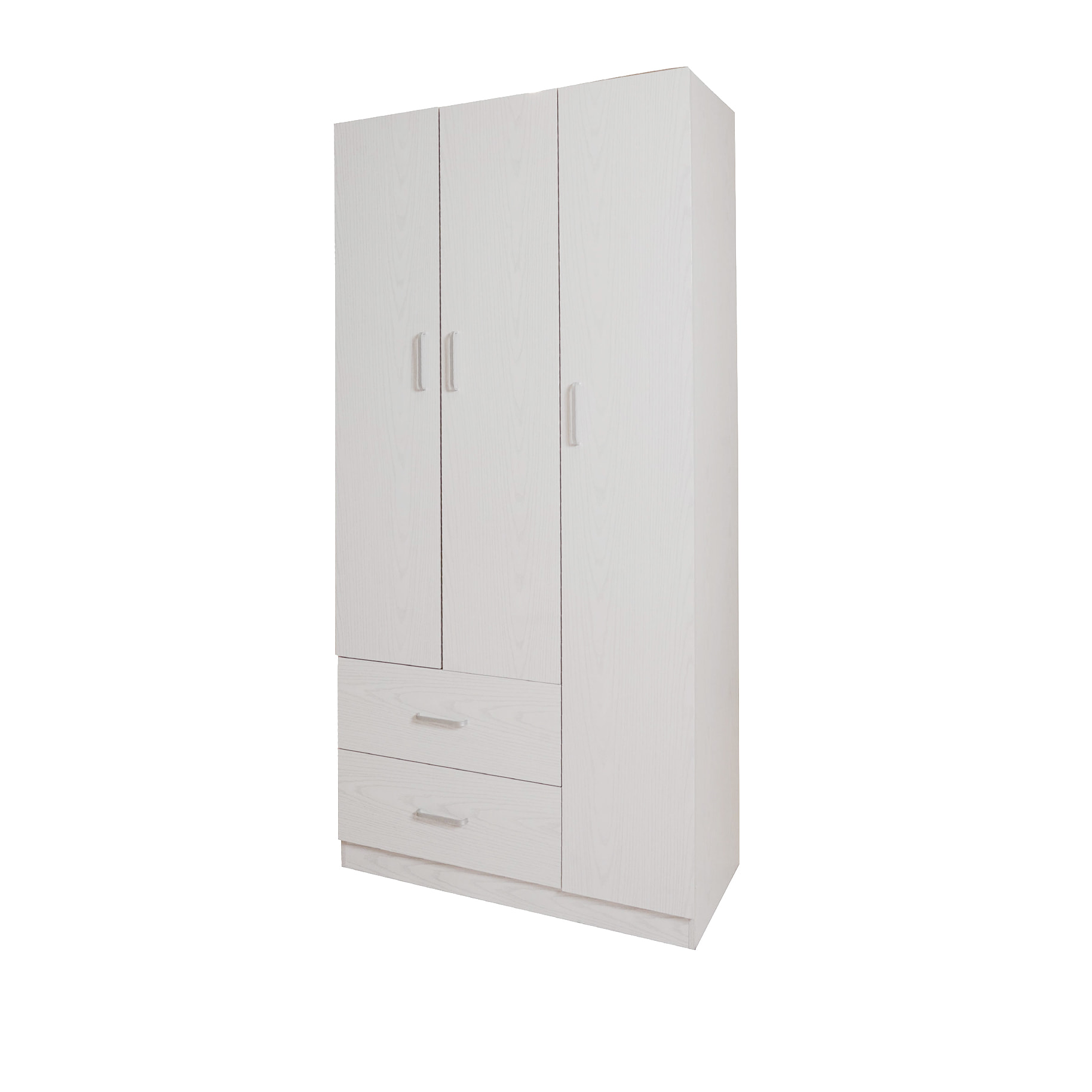 Guardaroba a 3 ante e barra appendiabiti, Armadio per camera da letto, Mobile moderno con scaffali, Made in Italy, cm 90x42h180, colore Rovere sbiancato