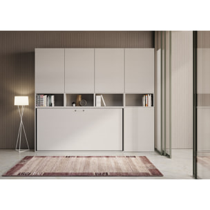 Armoire lit escamotable horizontal 1 couchage 85 Kando composition C Frêne Blanc