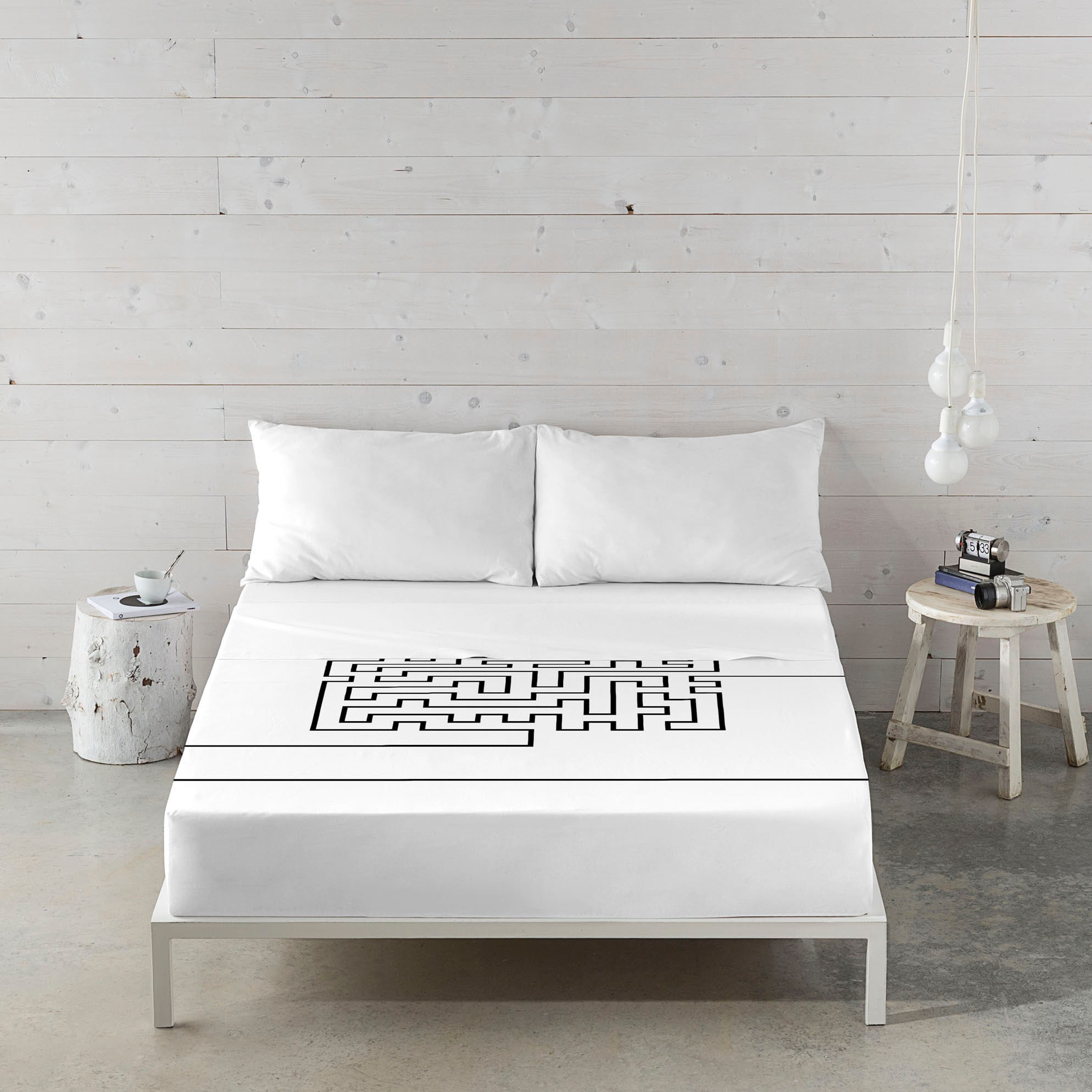 Icehome - Juego de Sábanas Estampadas - Incluye 1 o 2 Fundas de Almohada - 100% Algodón - Laberinth