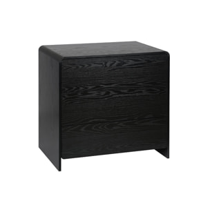 Commode 3 tiroirs effet bois arrondi. noir