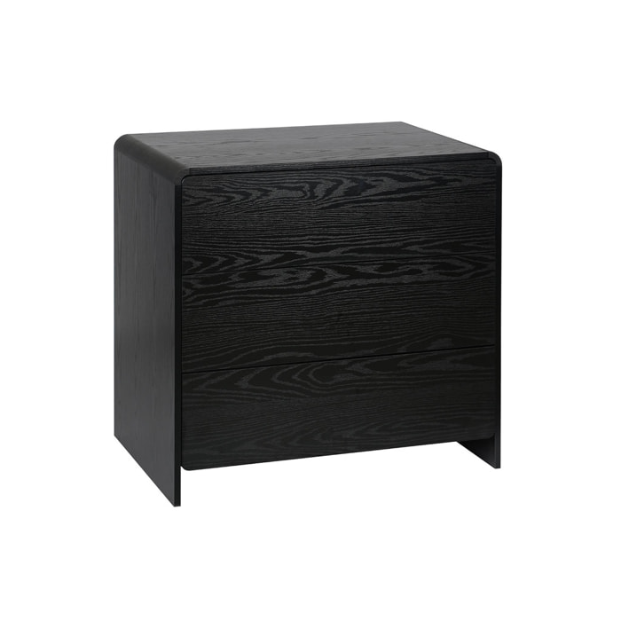 Commode 3 tiroirs effet bois arrondi. noir