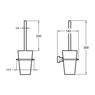 WC à poser sans bride sortie horizontale Elite avec abattant frein de chute + Porte-balai moderne chromé