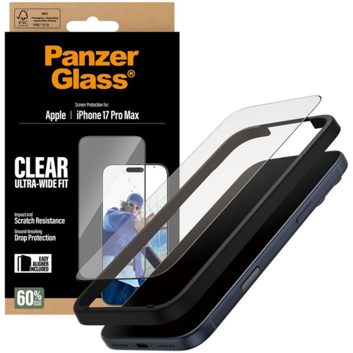 Protège écran PANZERGLASS iPhone 17 Pro Max verre trempé UWF