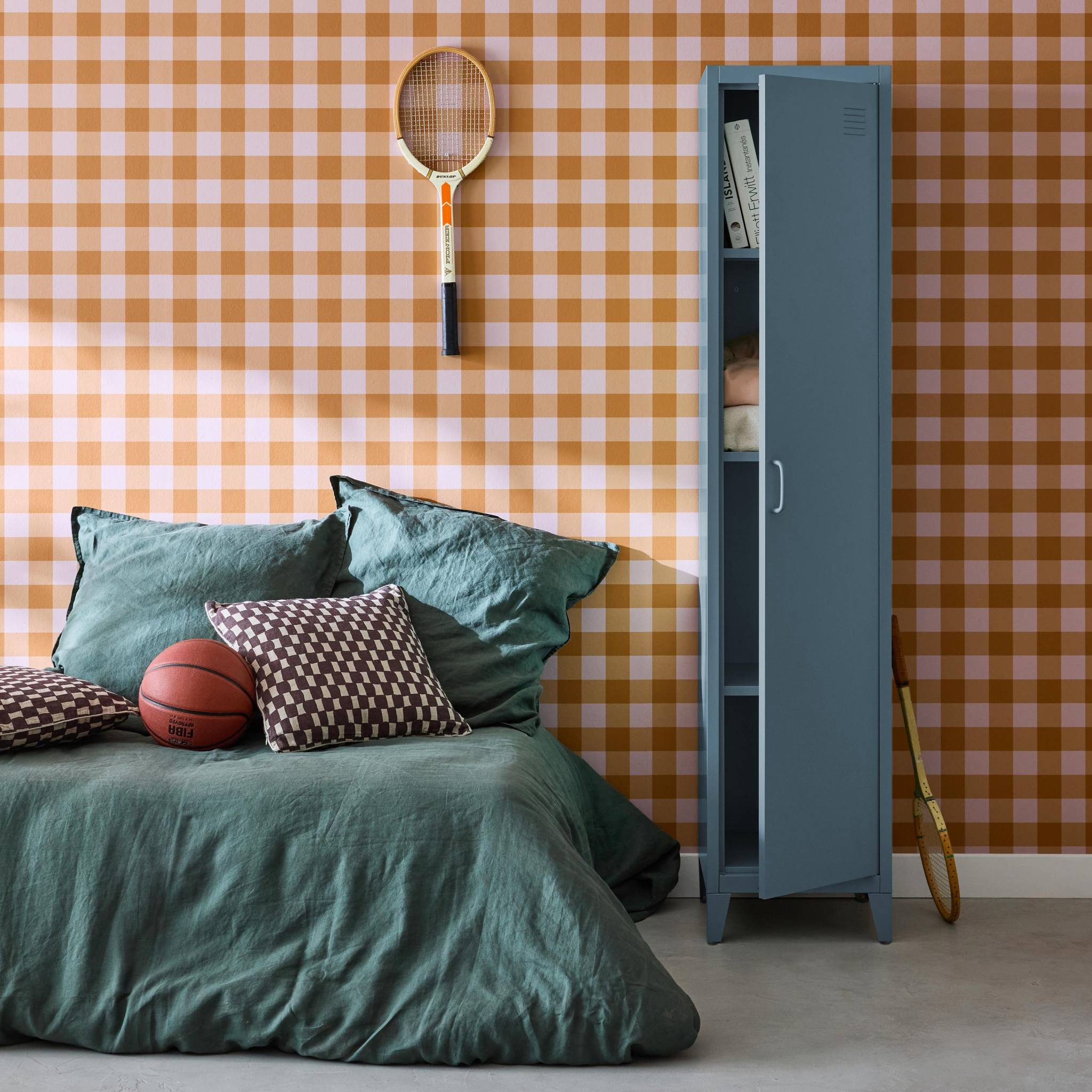 Armoire chambre en acier bleu 4 espaces de rangement. casier