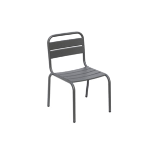 Salon de jardin enfant. lot de 2 chaises en métal anthracite pour enfant