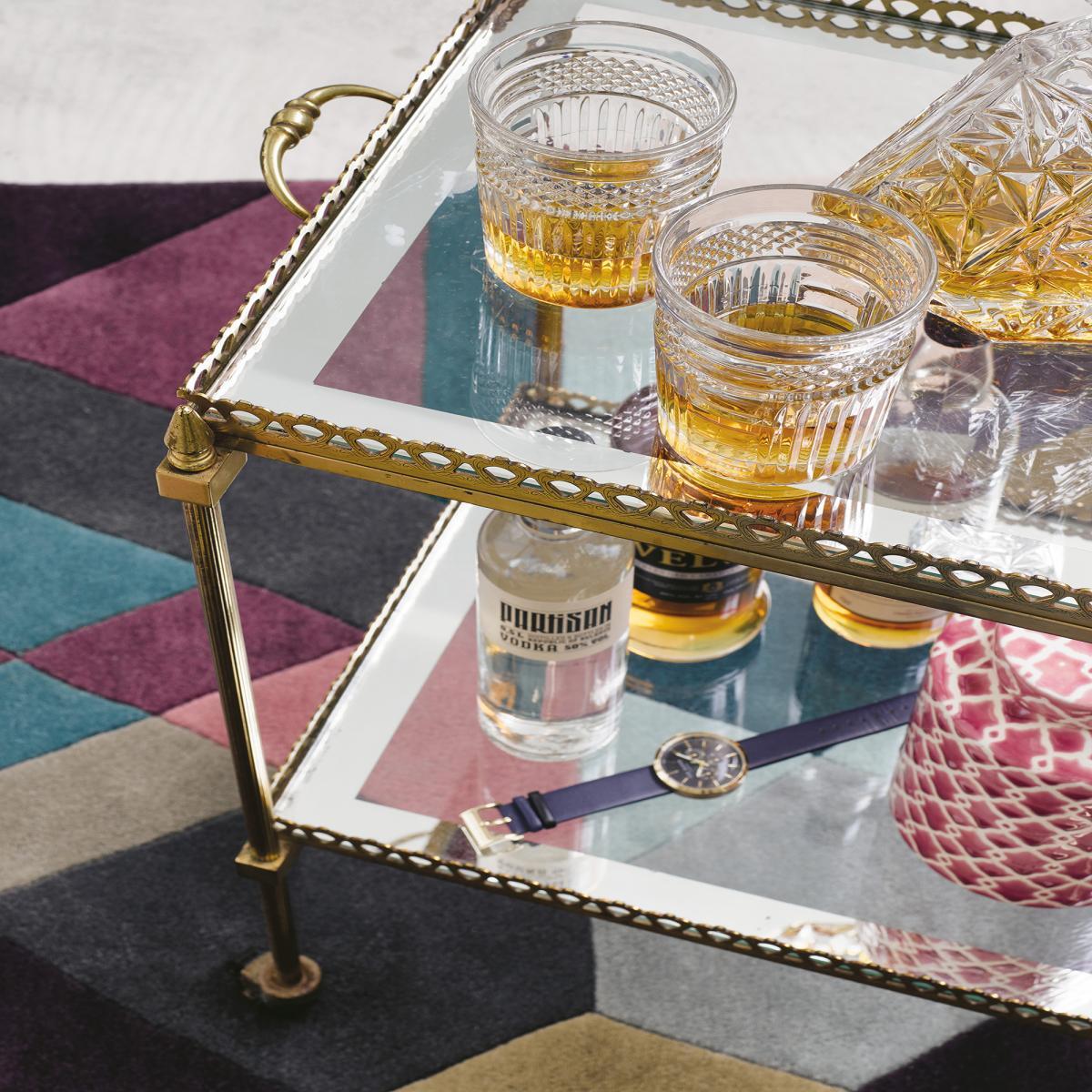 Tapis salon et chambre fait à la main en laine motif seventies RARA