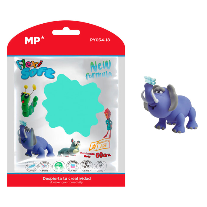 PACK 12 Uds. PASTA DE MODELAR 60 g ESMERALDA