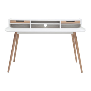 Bureau avec rangements scandinave blanc et bois clair L140 cm OPUS