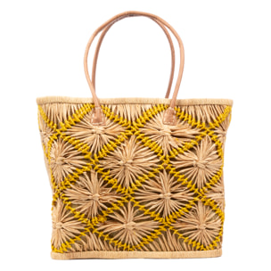 Vigonovo bolso shopper mujer. Fabricado en rafia y paja, con asas de cuero.