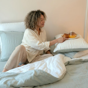 Drap-housse gaze de coton vert sauge - LOUISE