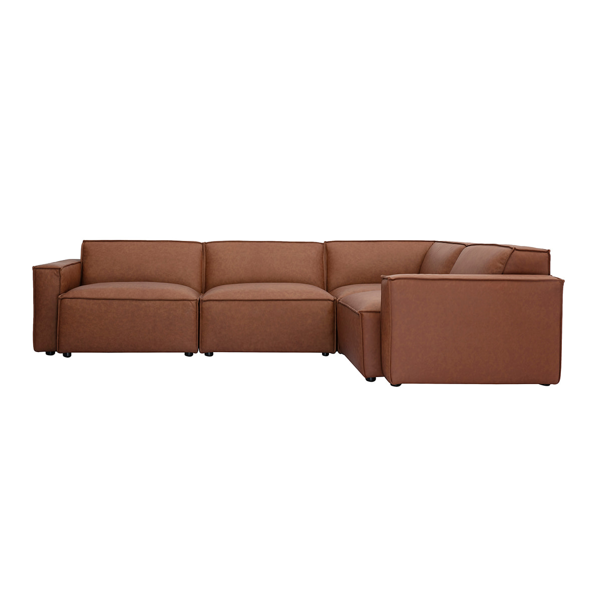 Canapé d'angle modulable vintage 5 places en cuir marron SPLIT