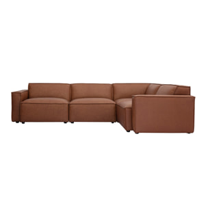 Canapé d'angle modulable vintage 5 places en cuir marron SPLIT