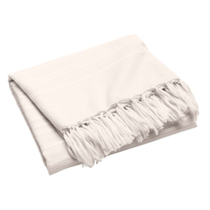 Plaid coton à franges grand format - Naturel