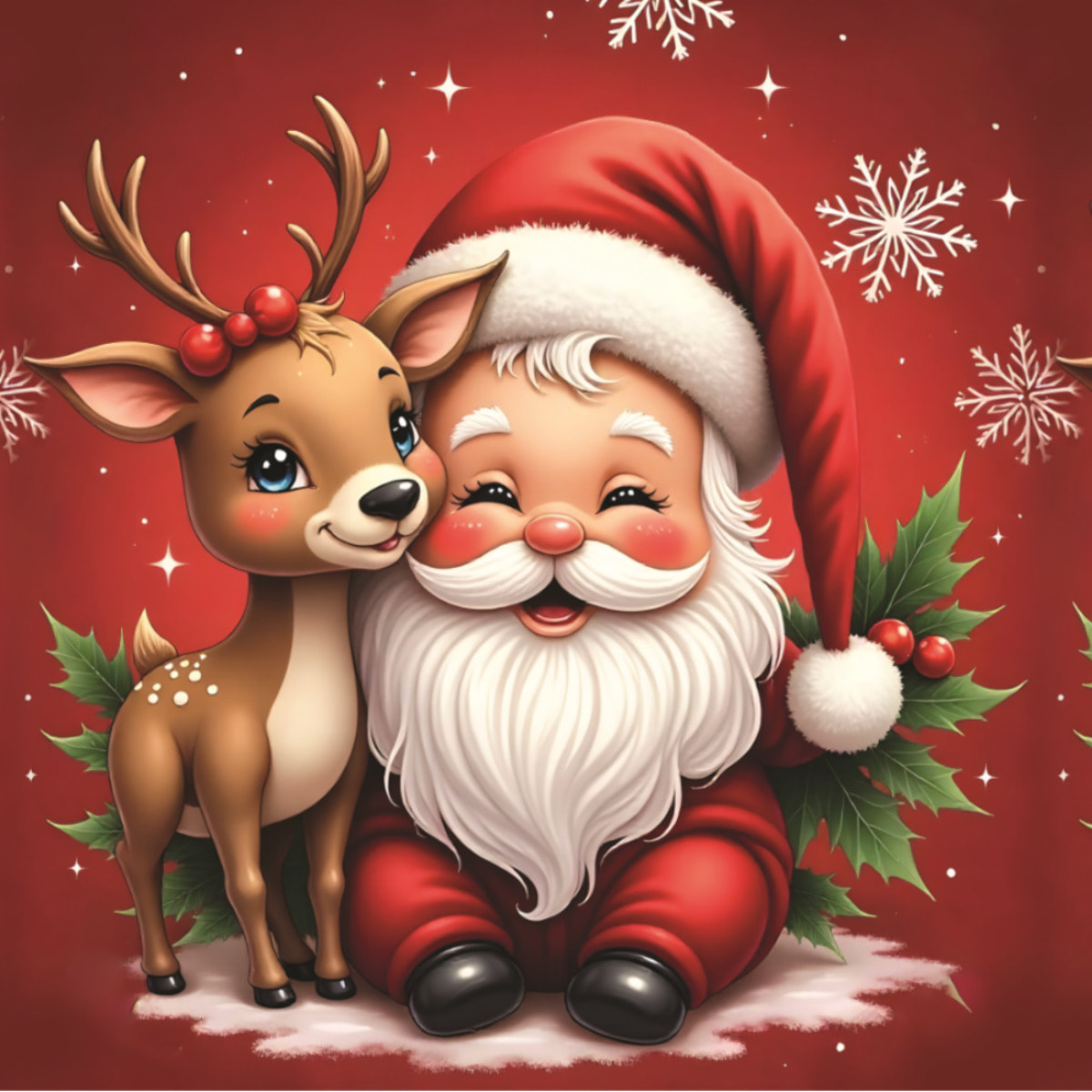 CASSESE HOME Passatoia/Tappeto Bordato Dec Babbo Natale Rosso in Poliestere con Retro Antiscivolo in PVC Made in Italy