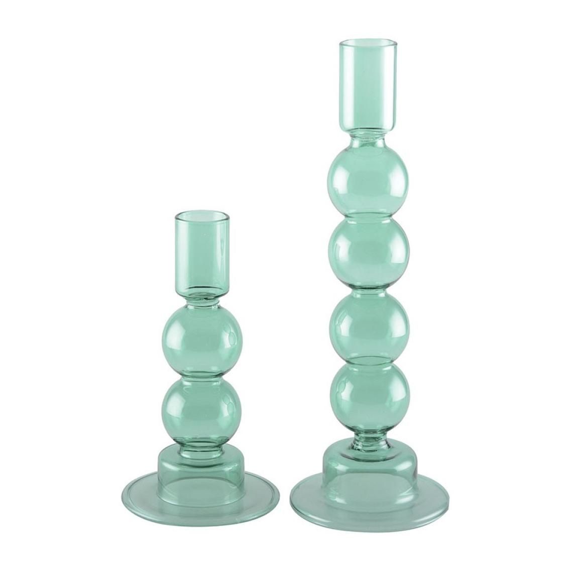 Lot De 2 Bougeoirs En Verre Vert Glasseam - Porte-Bougies Colorés Élégants Pour Décoration Intérieure Et Tables De Noël