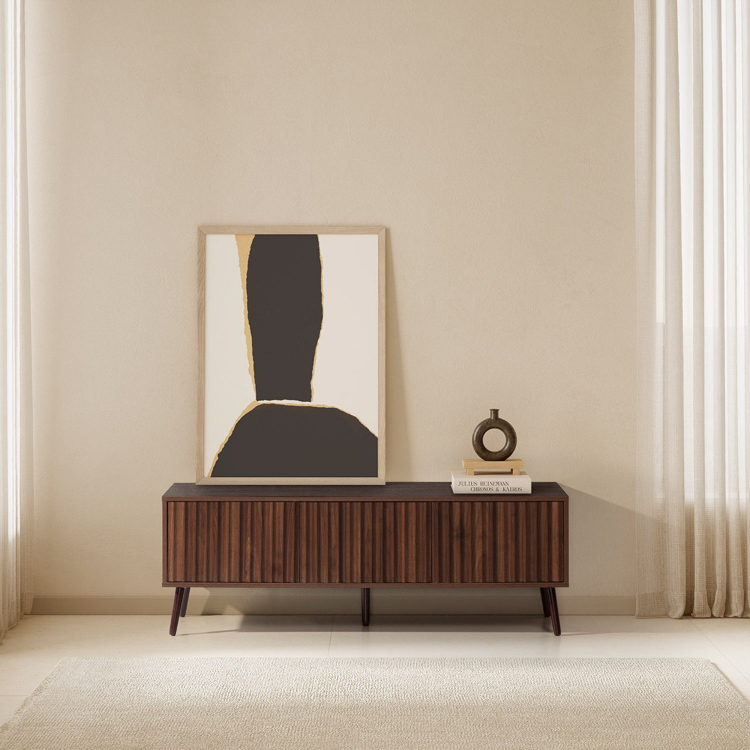 Mueble TV Lluvia 3 puertas efecto Nogal