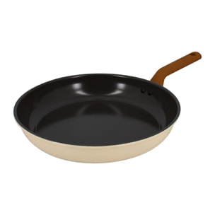 Poêle 28cm en revêment céramique et acier carbone beige PRATICOOK