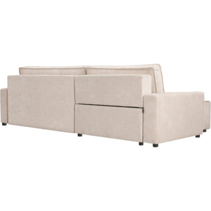 Canapé d'angle convertible en tissu texturé "Montaigne" - 4 places - Beige