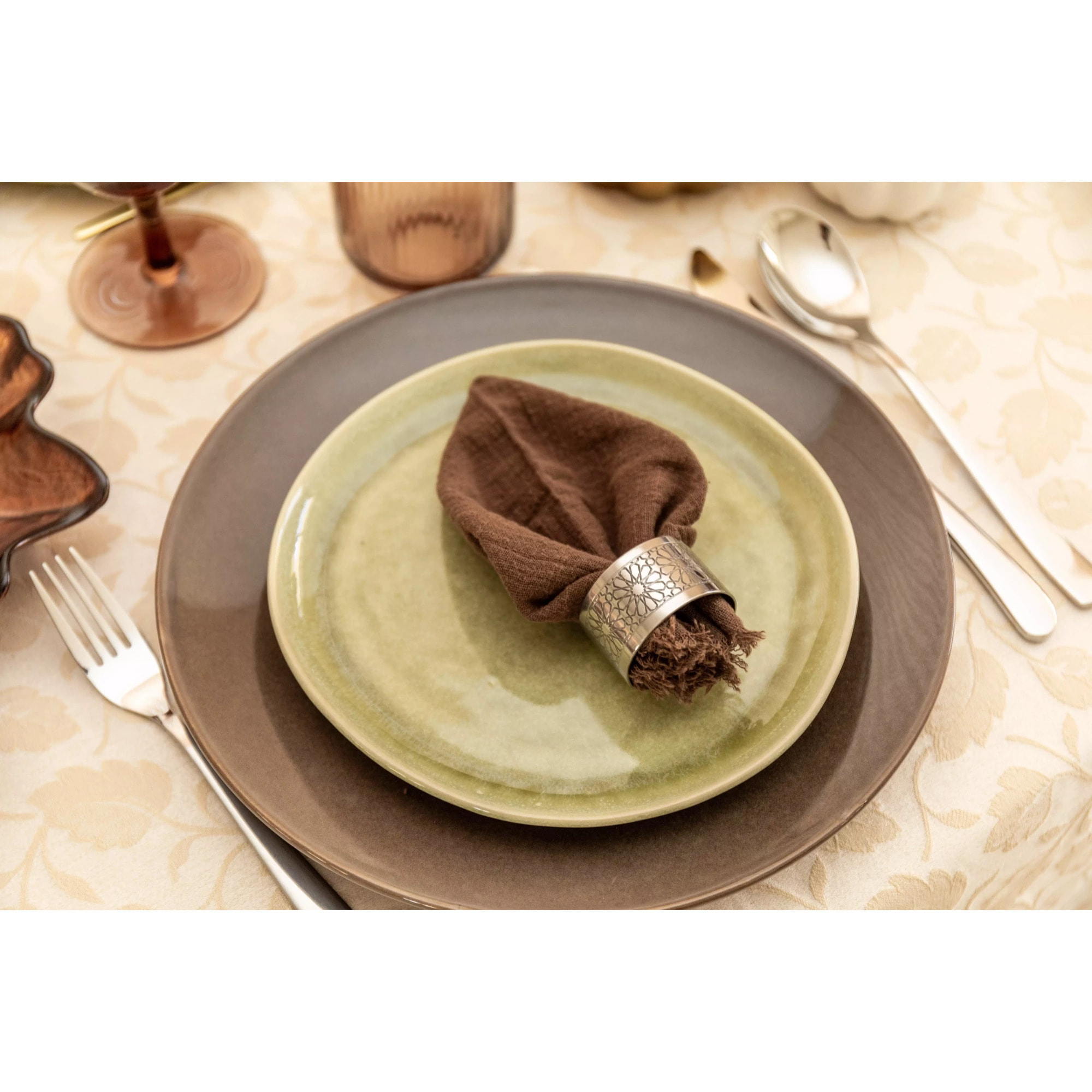 Lot de 6 Assiette a dessert verte 20.6cm