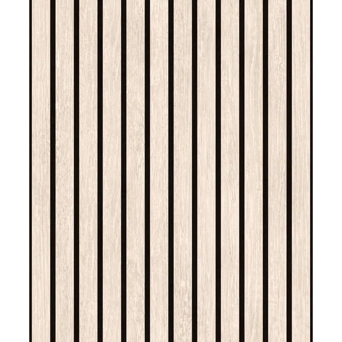 Papier peint lambris acoustique chêne blanc noir