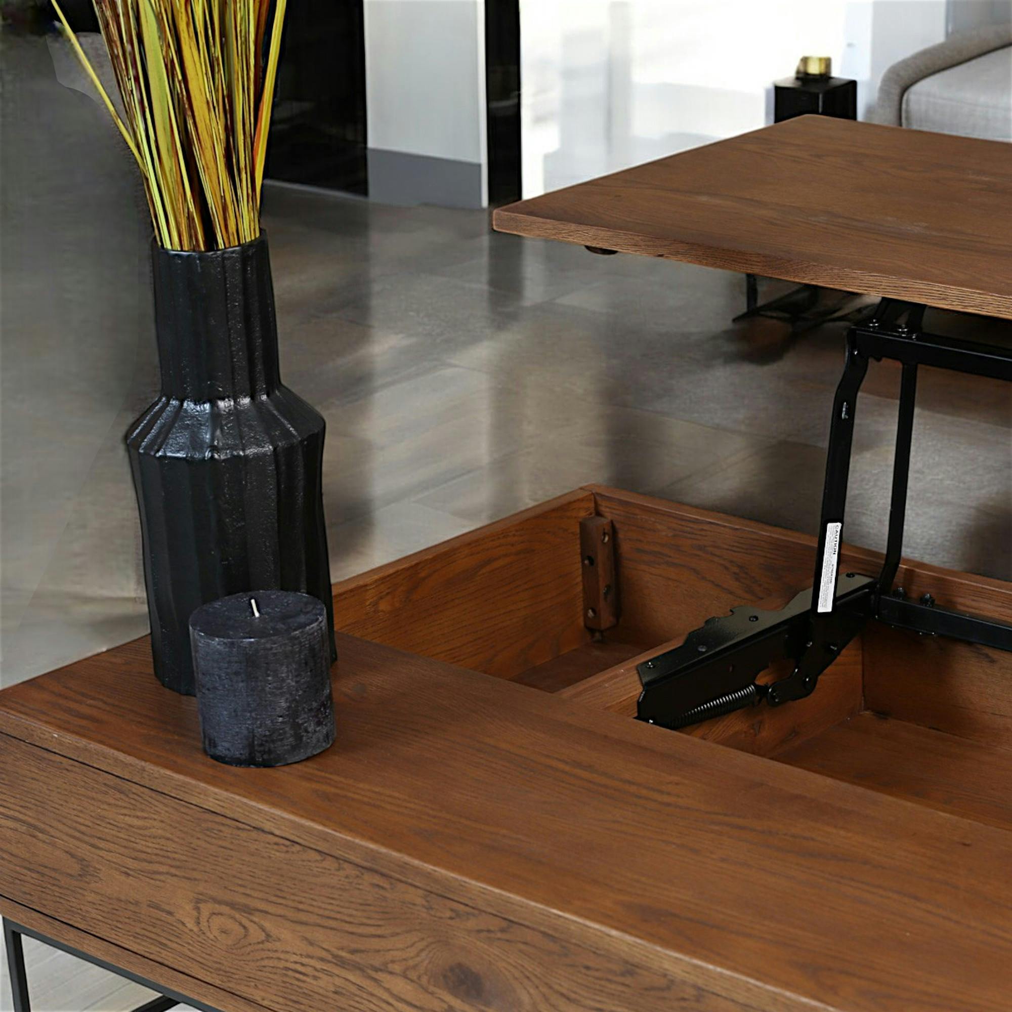 Table basse plateau relevable en chêne OKA