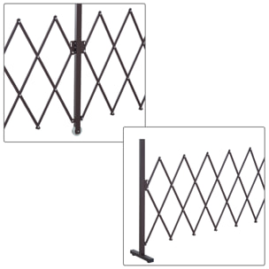 Barrière extensible rétractable barrière de sécurité avec roulette 405L x 31l x 104H cm alu métal chocolat